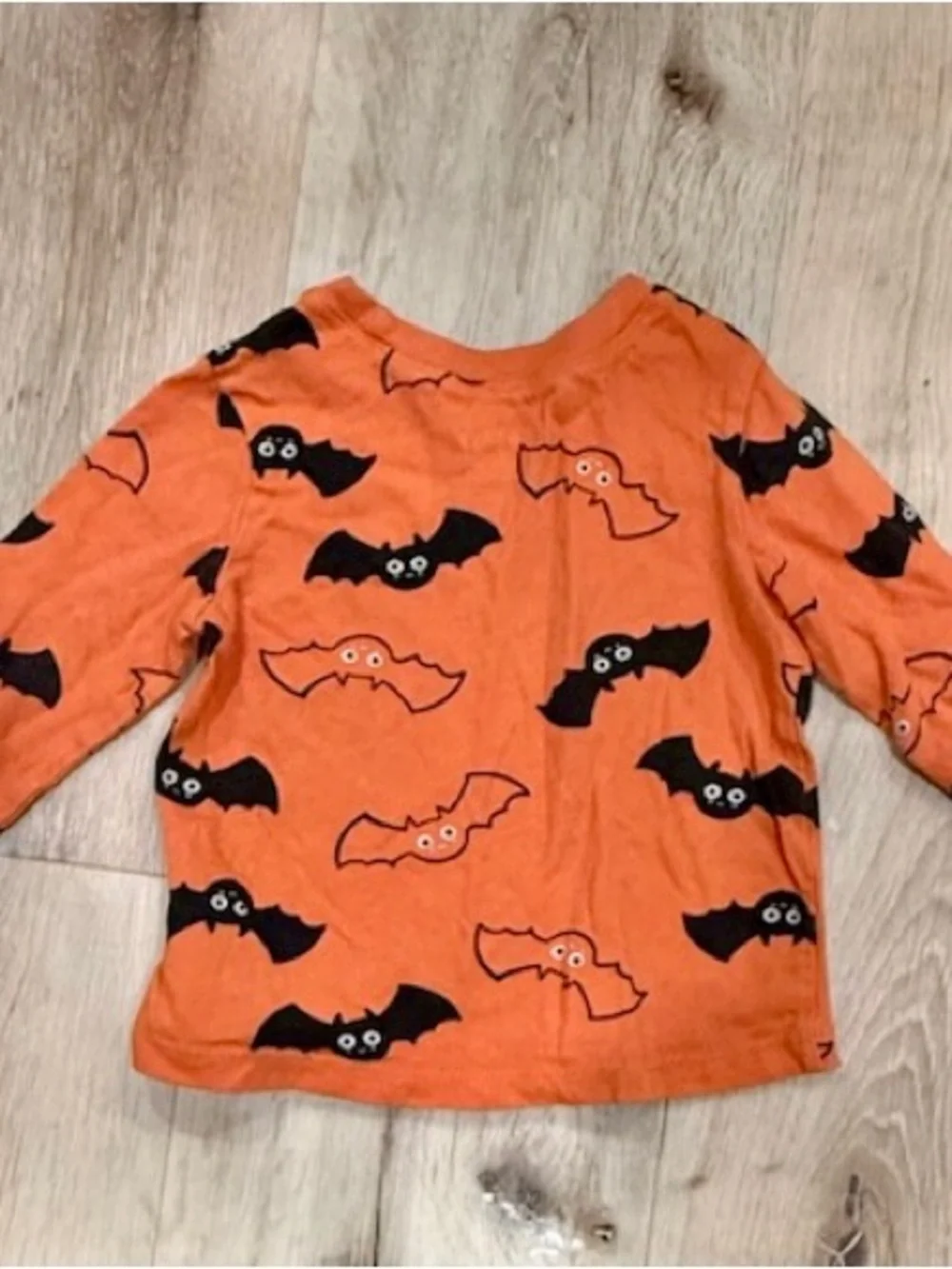 Old Navy 12-18M Toddler Fall Halloween Bat & Pumpkin Long-Sleeve Tops Set